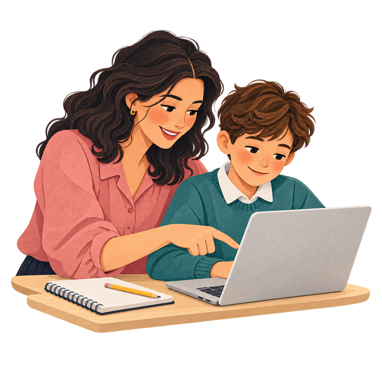 Parent and child preparing for a free study session